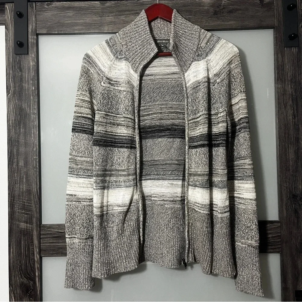 Eddie Bauer Grandmacore Women's PM Cotton Sweater Cardigan Chunky Full Zip